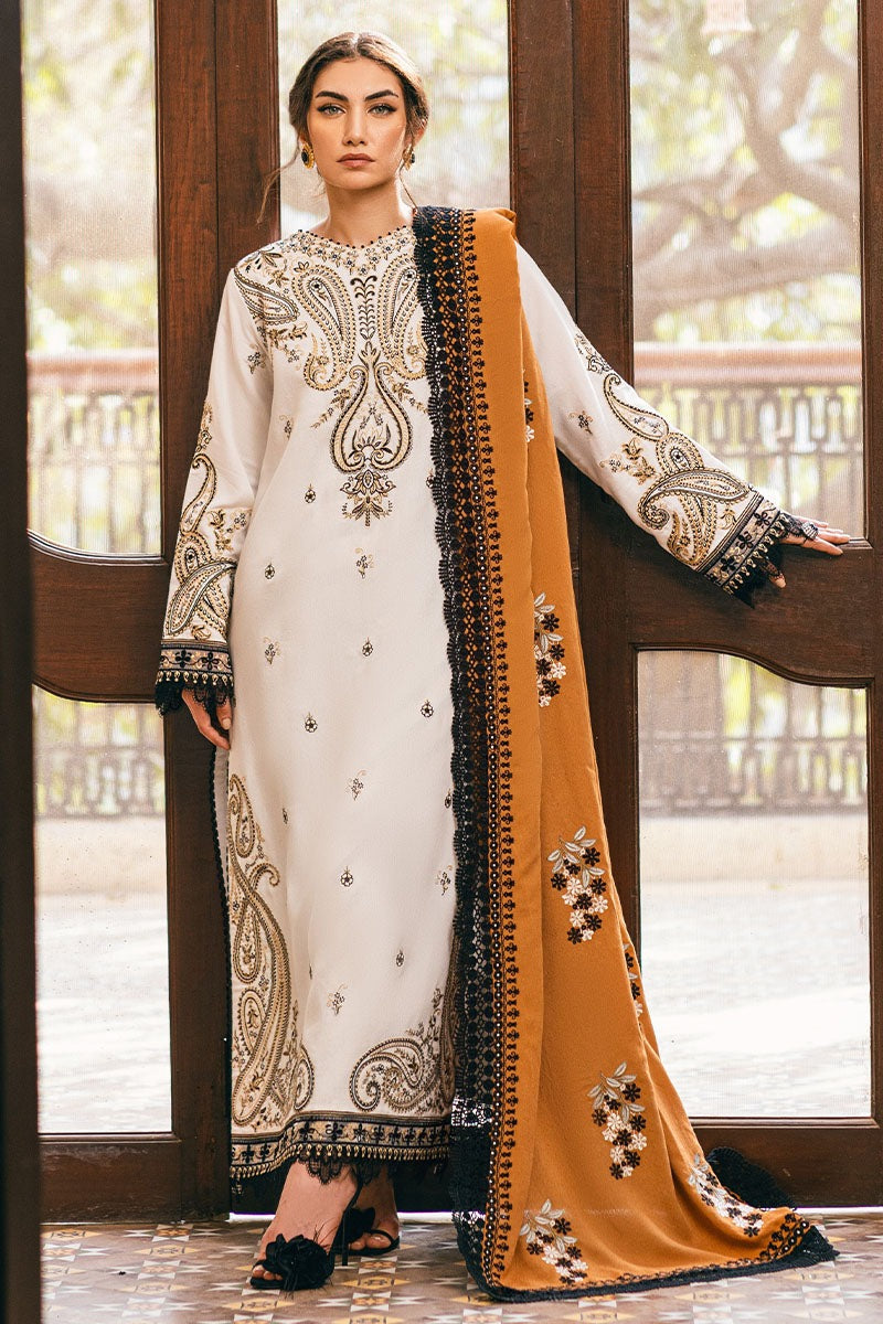 MUSHQ Symphony Unstitched Karandi Collection || Ivory Whisper