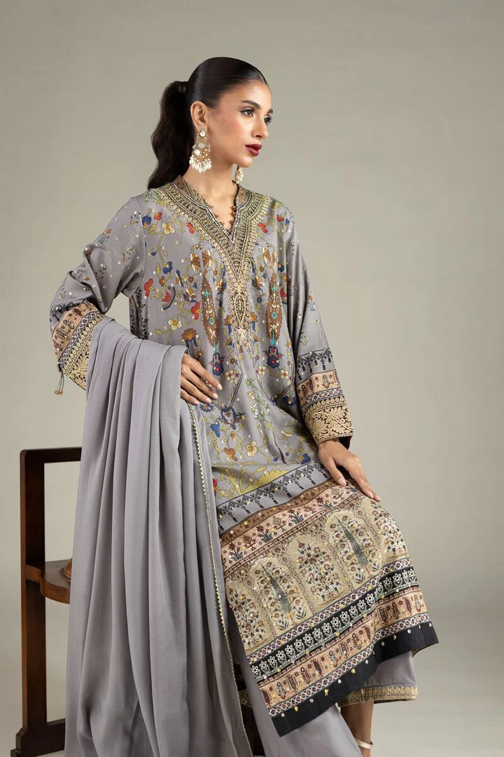 Embroidered | Raw Silk 3 Piece Co-ord Set