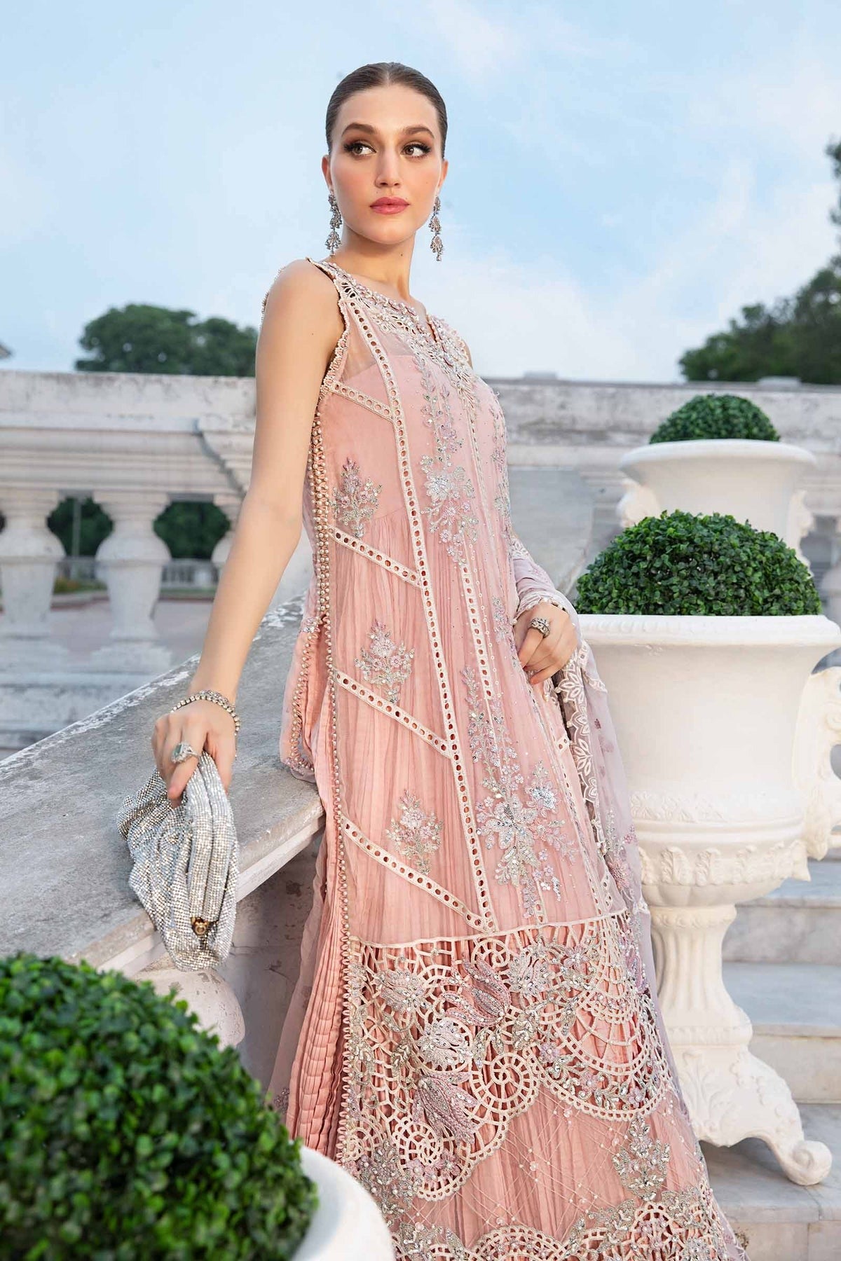 Maria.B Unstitched Embroidered Chiffon Suit | MPC-24-106