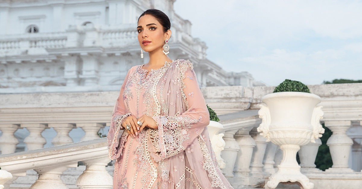 Maria.B Unstitched Embroidered Chiffon Suit | MPC-24-106