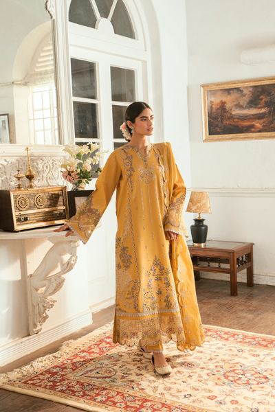 Embroidered Cotton Net 3-Piece Suit