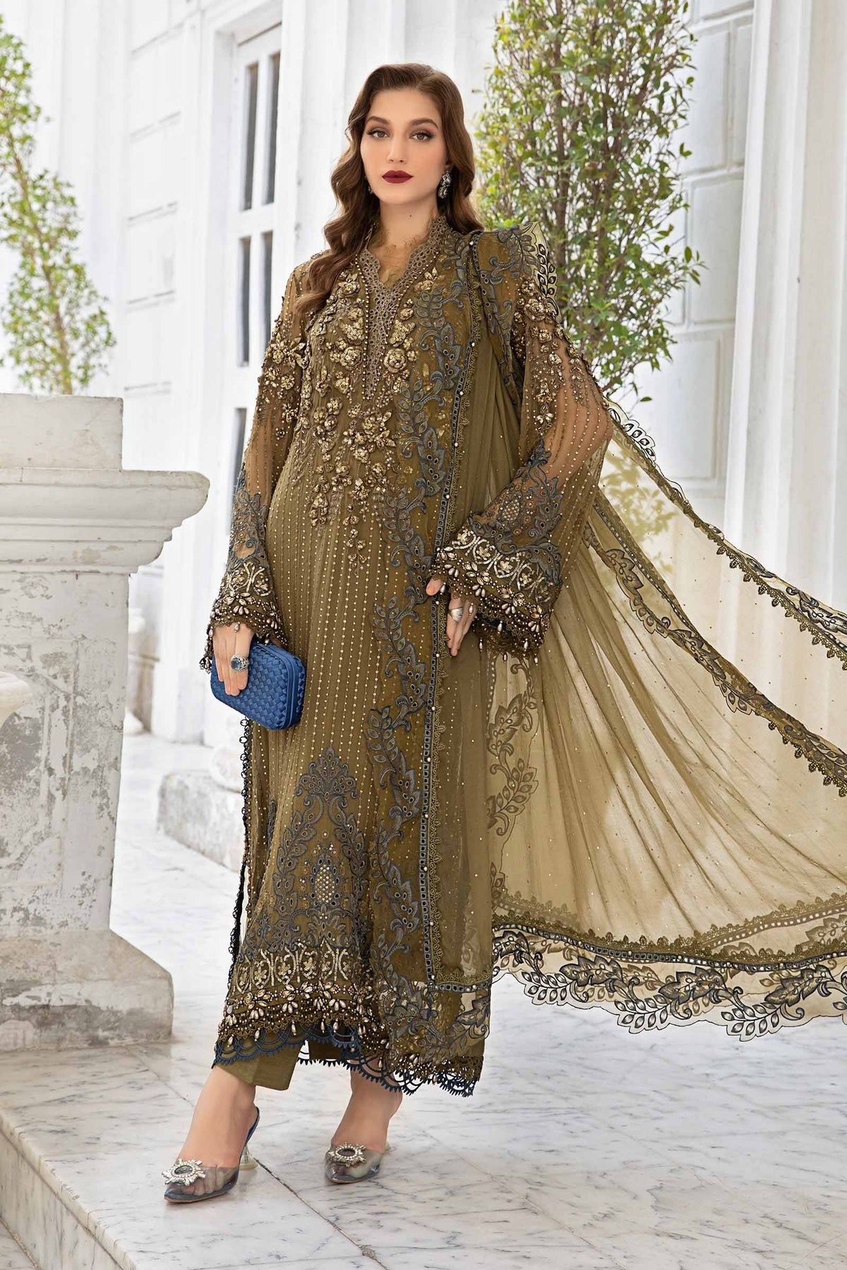 Maria.B Unstitched Embroidered Chiffon Suit | MPC-24-108