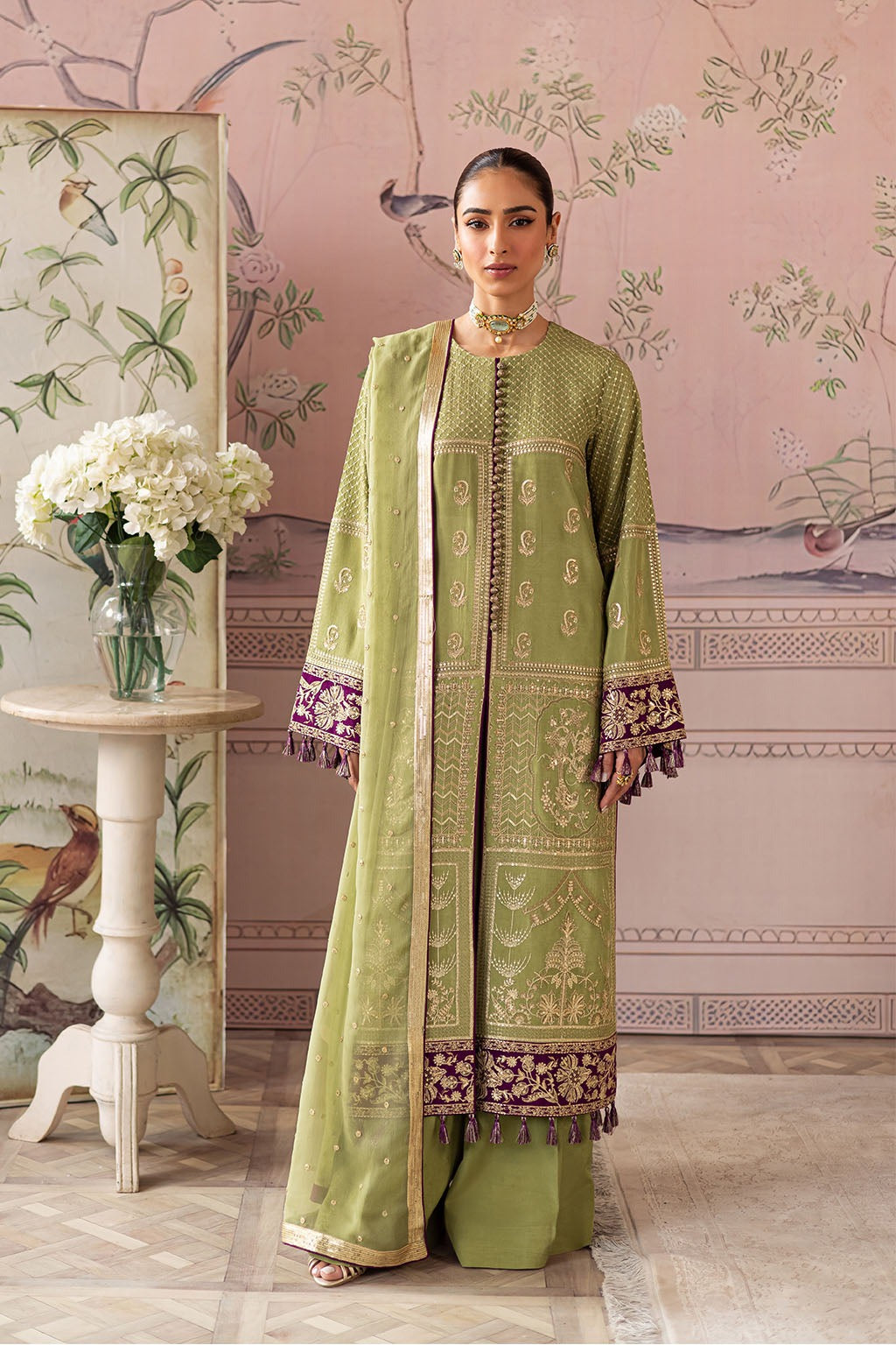 Embroidered Premium Silk 3-Piece Set