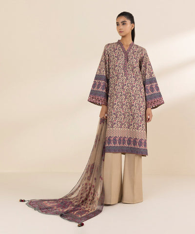3 Piece - Printed Cotton Suit