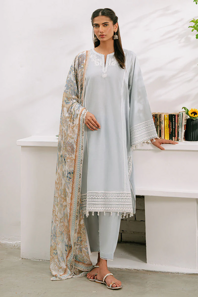 3PC EMBROIDERED CAMBRIC SUIT