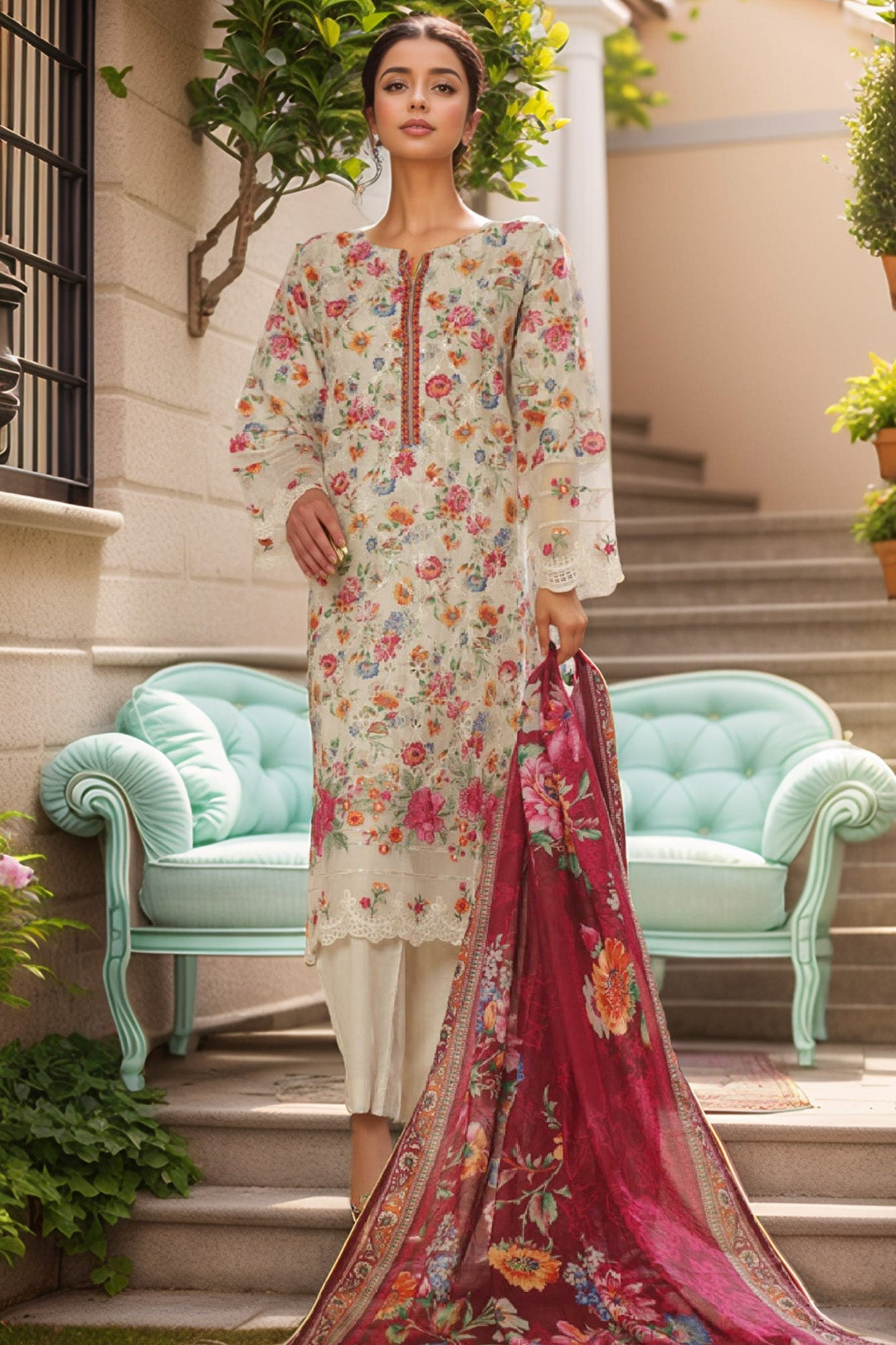 Exclusive chikankari Stitched 3 Piece