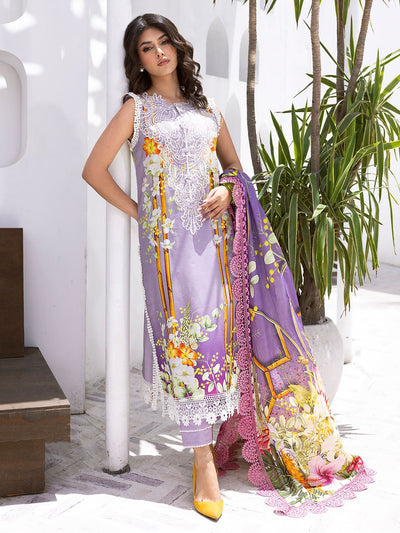 ROHEENAZ LEYA PRINTED LAWN-Orchid Oasis