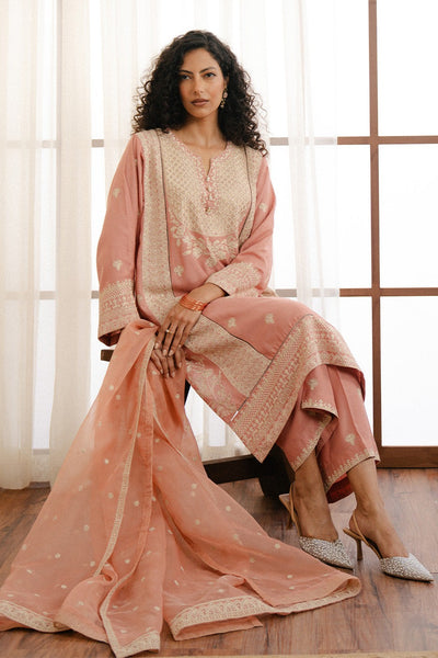 3 PIECE EMBROIDERED RAW SILK SUIT (LUXURY-PRET)