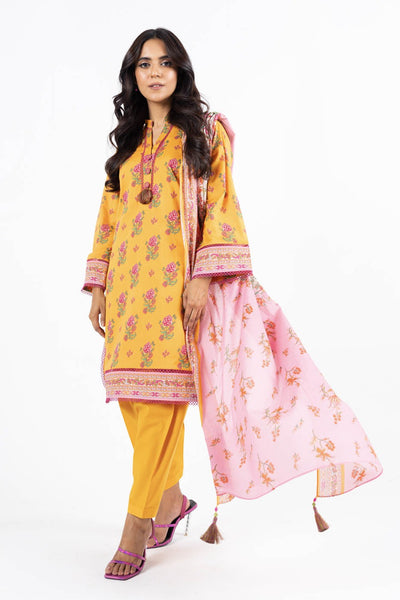 ALKARAM STUDIO PRINTED LAWN SUIT SS-58.1-24-YELLOW