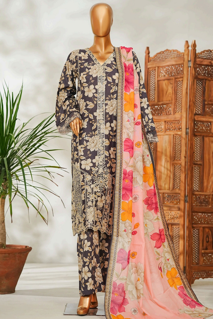 Stitched 3 Piece Exclusive Emb Lawn