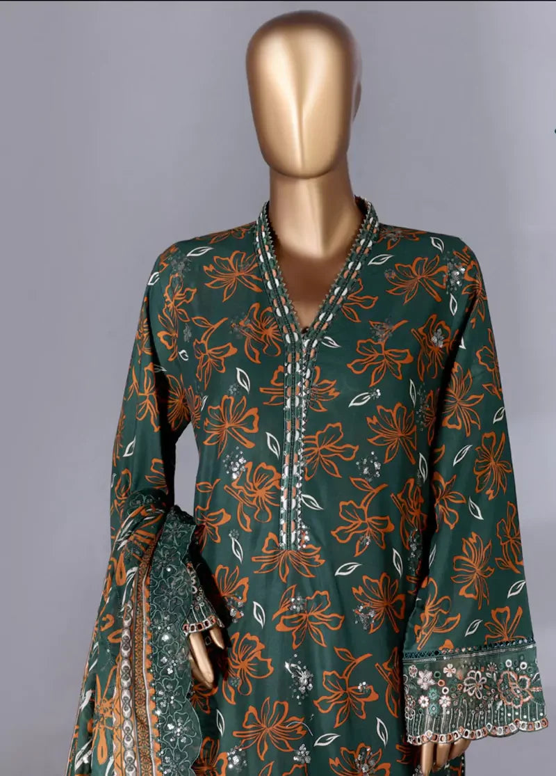 Luxury Embroidered Lawn  3 Piece