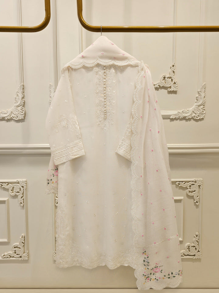 3 Piece - Pure Embroidered Cotton Net Suit