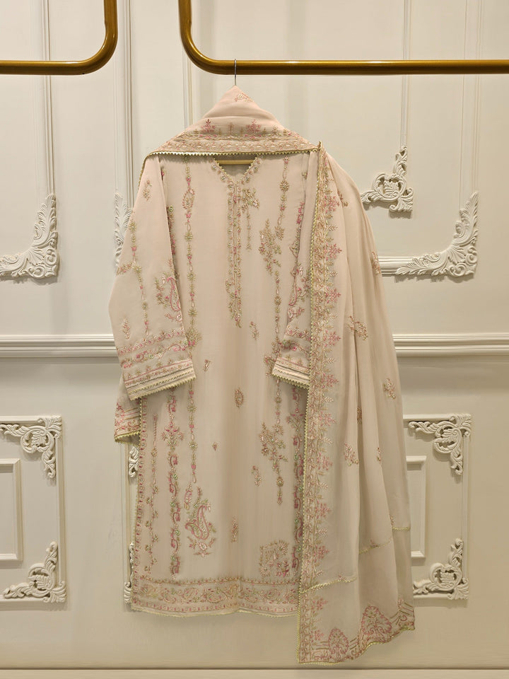 3 Piece - Pure Chiffon Embroidered Suit