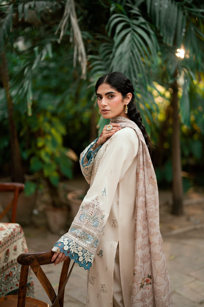Embroidered Cotton Net 3-Piece Suit