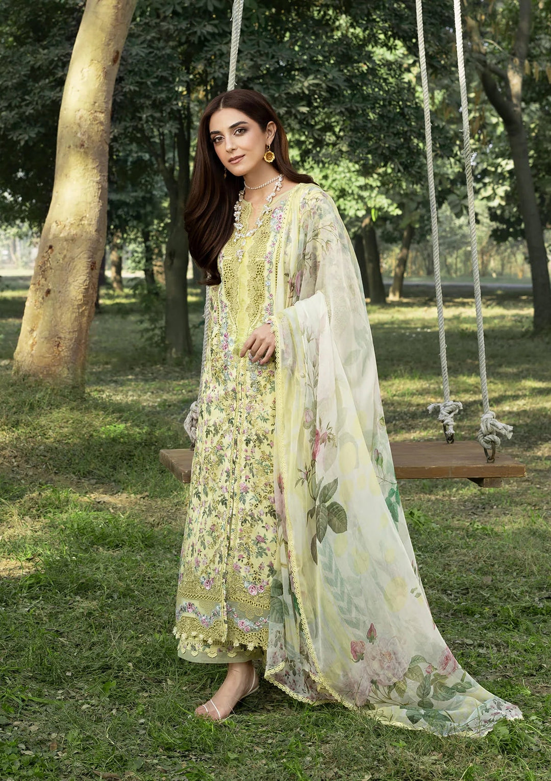CHIKANKARI PRINTS WITH CHIFFON DUPATTA
