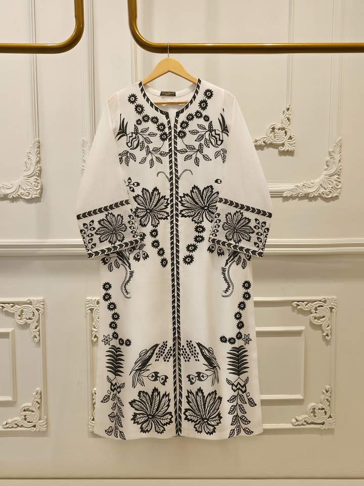 2 Piece - Pure Embroidered Cotton Net Suit