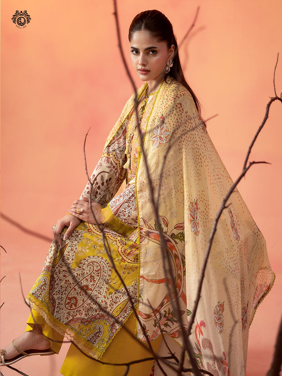 3-Piece Unstitched Embroidered Dress