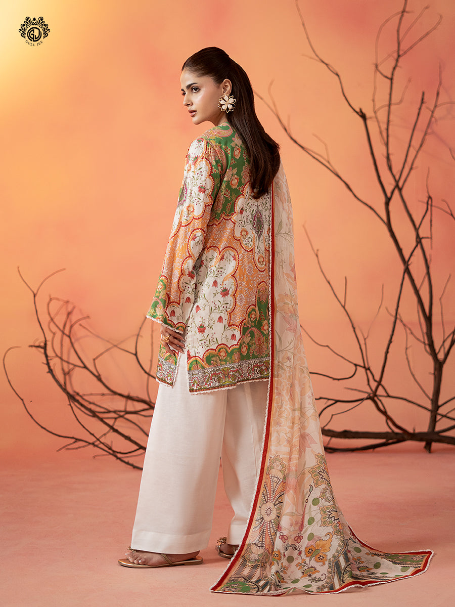 3-Piece Unstitched Embroidered Dress
