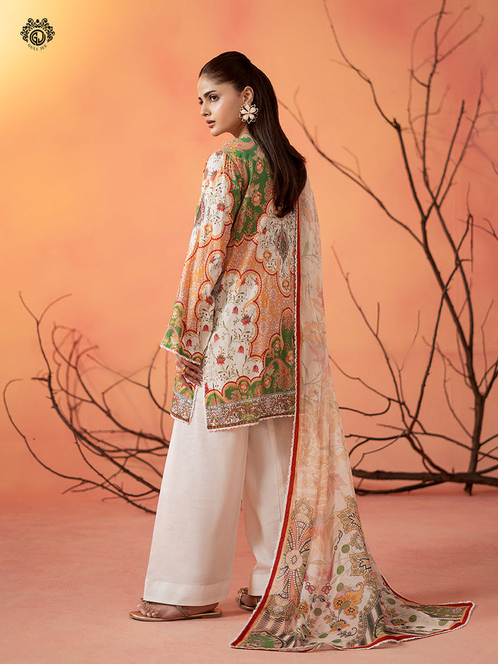 3-Piece Unstitched Embroidered Dress