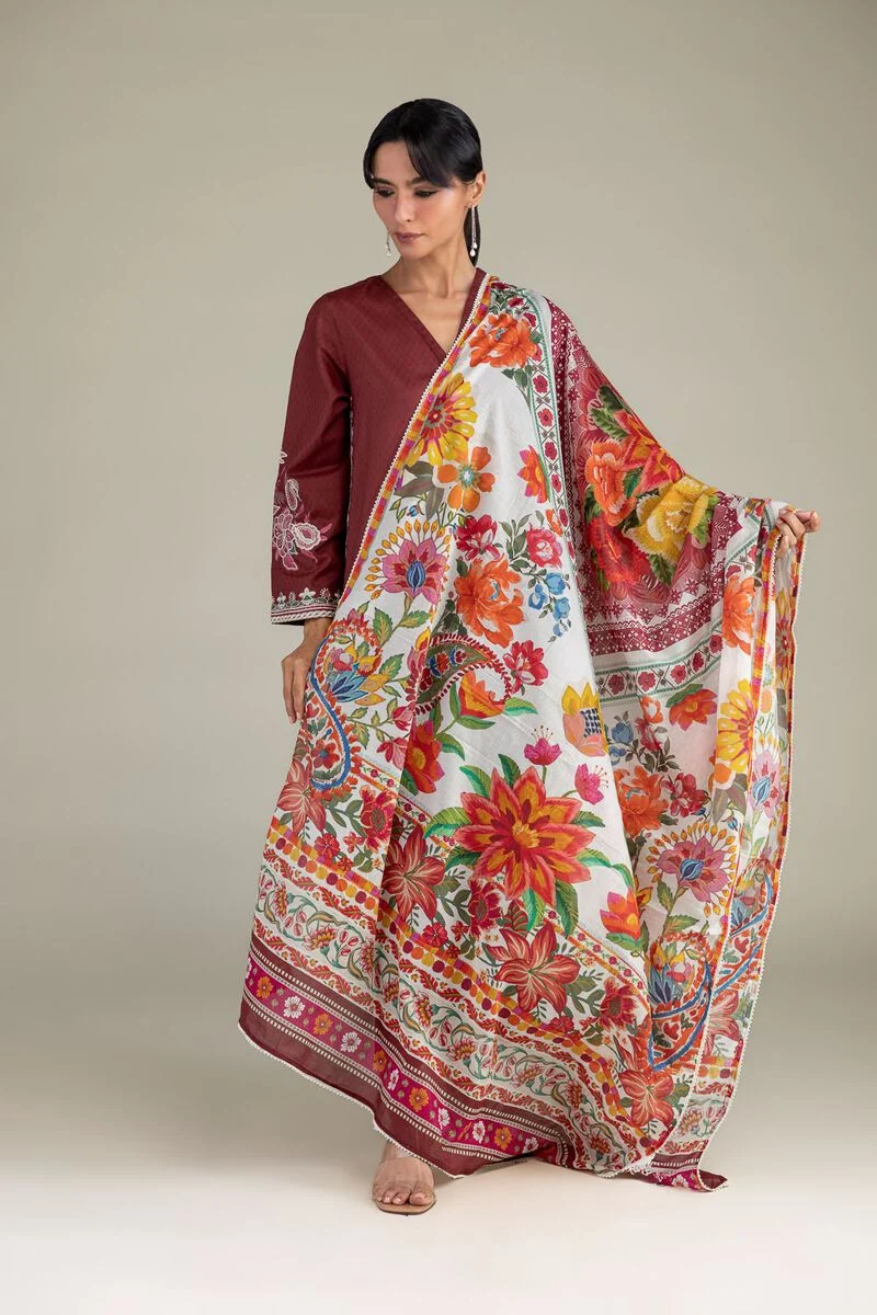 Embroidered | Lawn Floral Lawn Dupatta