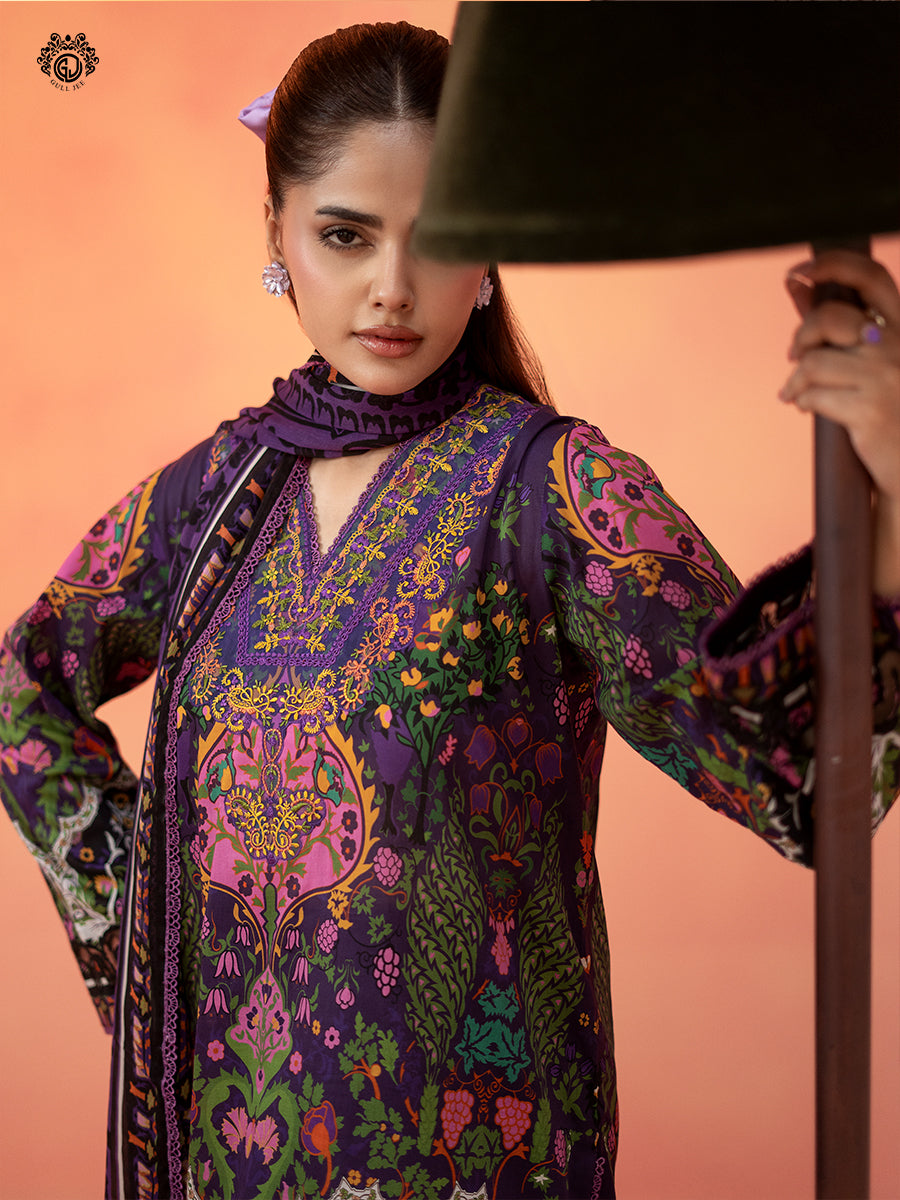 3-Piece Unstitched Embroidered Dress