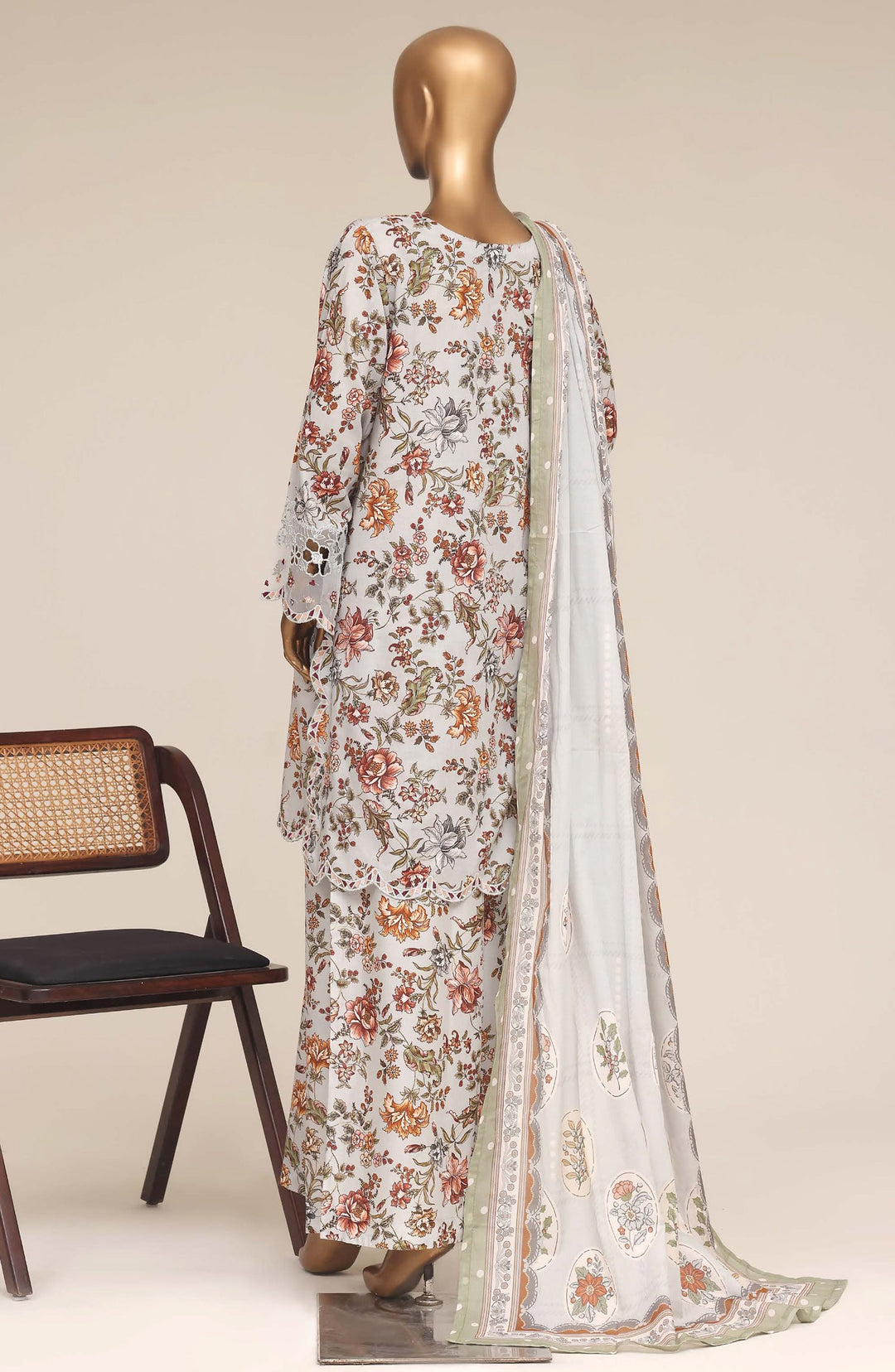 Embroidered Lawn Stitched 3 Piece Suit