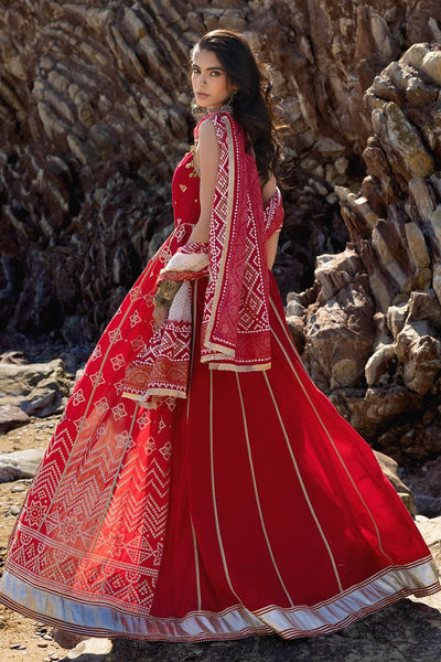 3 Piece Unstitched Zari Embroidered Lawn Suit with Gold Lacquer Printed Lawn Dupatta