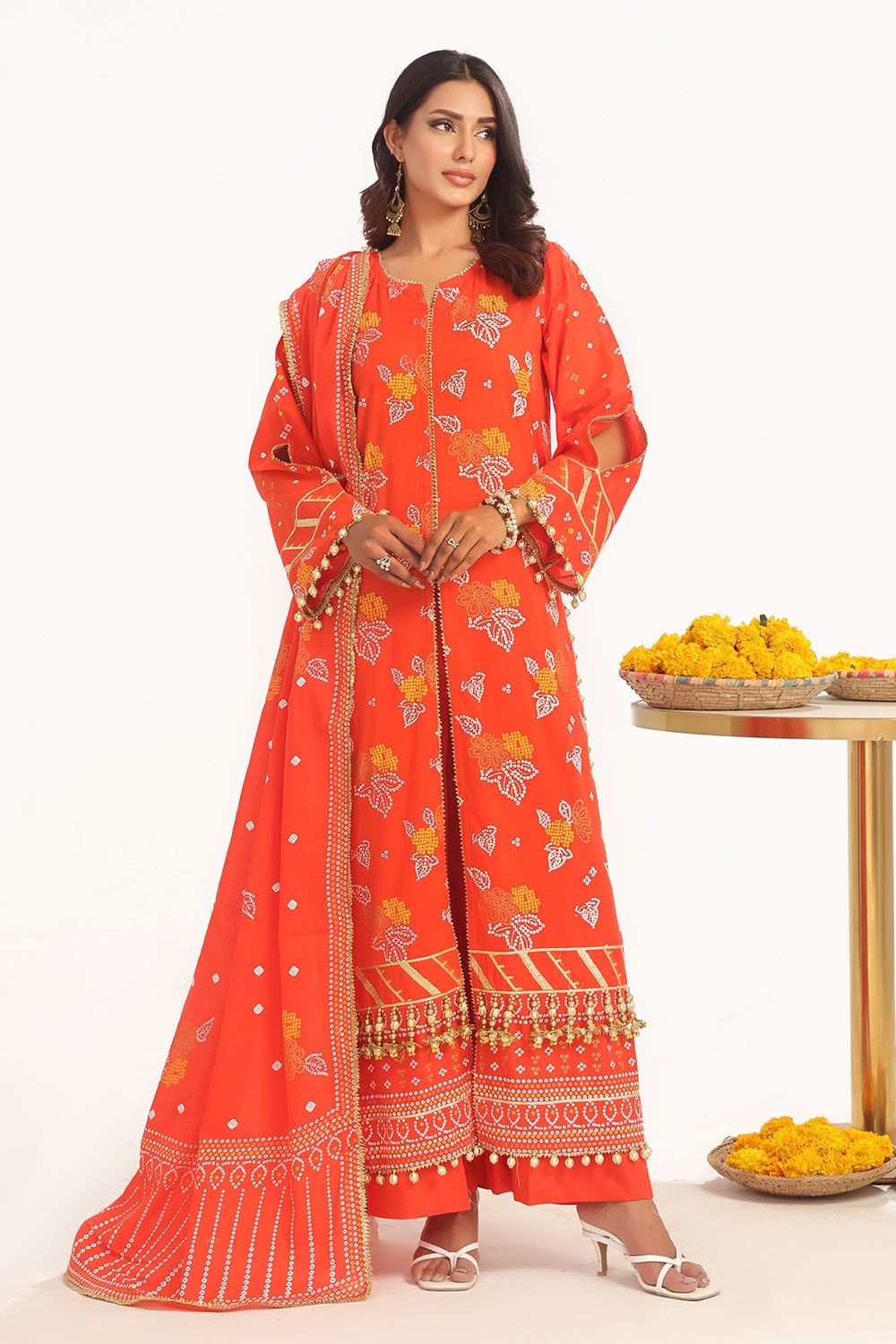 3 Piece Unstitched Gold Lacquer Printed Lawn Suit