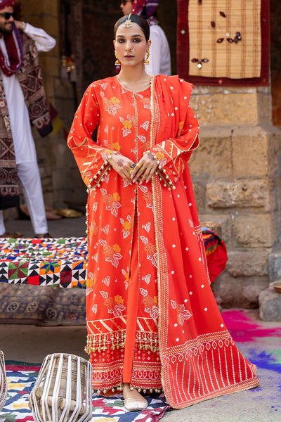 3 Piece Unstitched Gold Lacquer Printed Lawn Suit