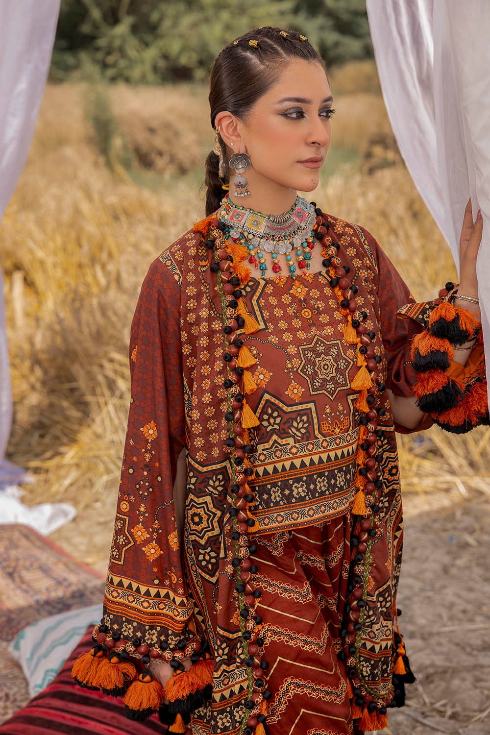 2 Piece Unstitched Gold Printed Lawn Suit