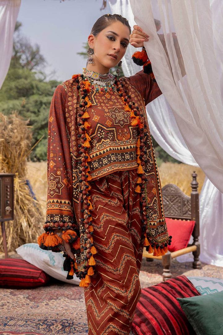 2 Piece Unstitched Gold Printed Lawn Suit