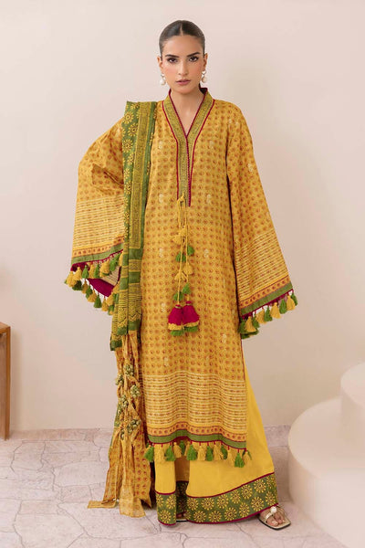 3 Piece Unstitched Gold Printed Lawn Suit