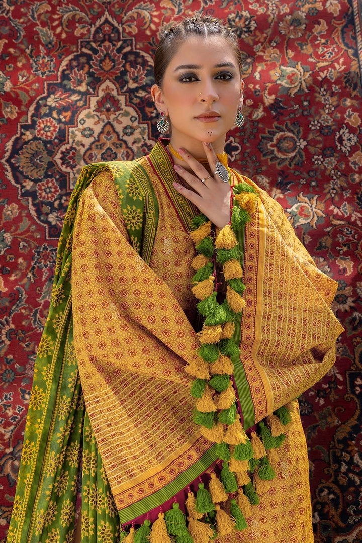 3 Piece Unstitched Gold Printed Lawn Suit