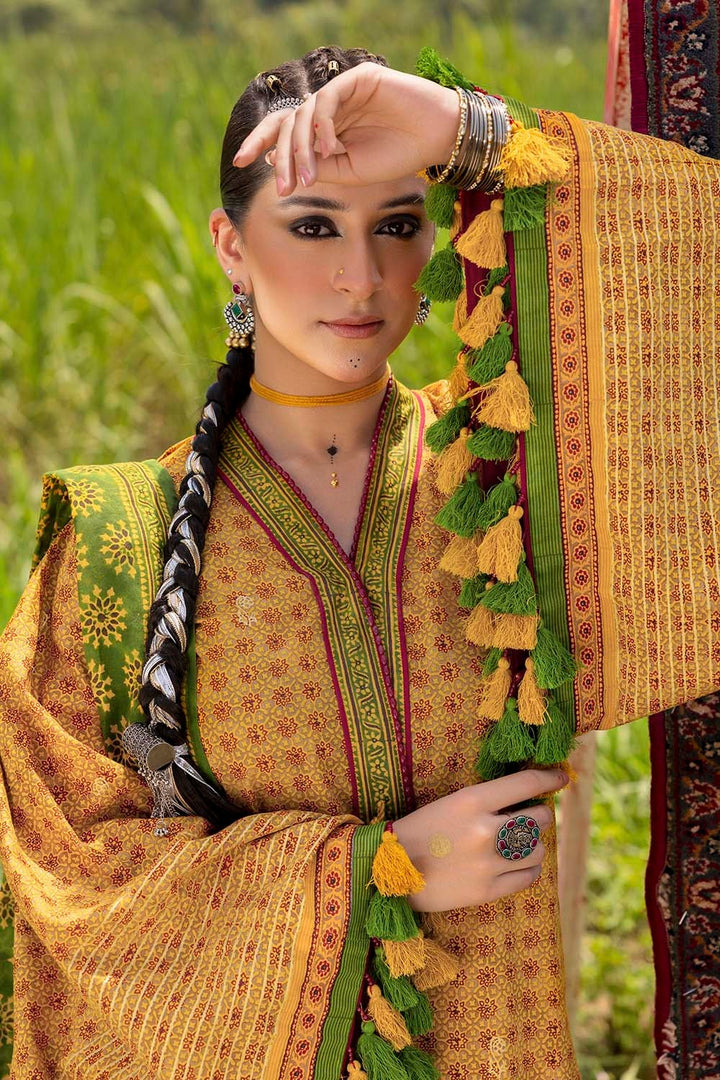 3 Piece Unstitched Gold Printed Lawn Suit