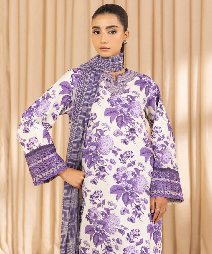3 Piece - Embroidered Cotton Jacquard Suit