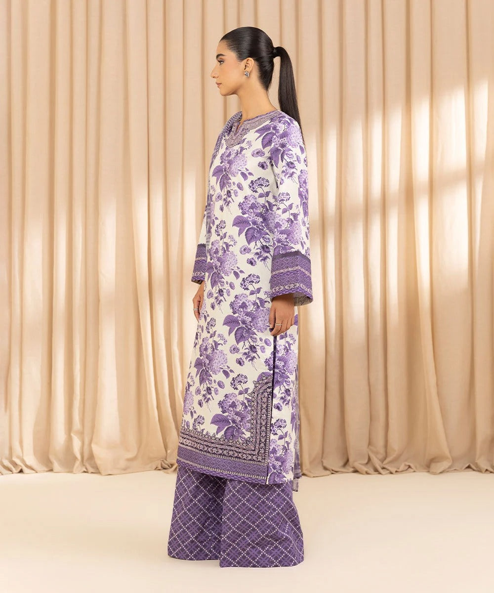 3 Piece - Embroidered Cotton Jacquard Suit