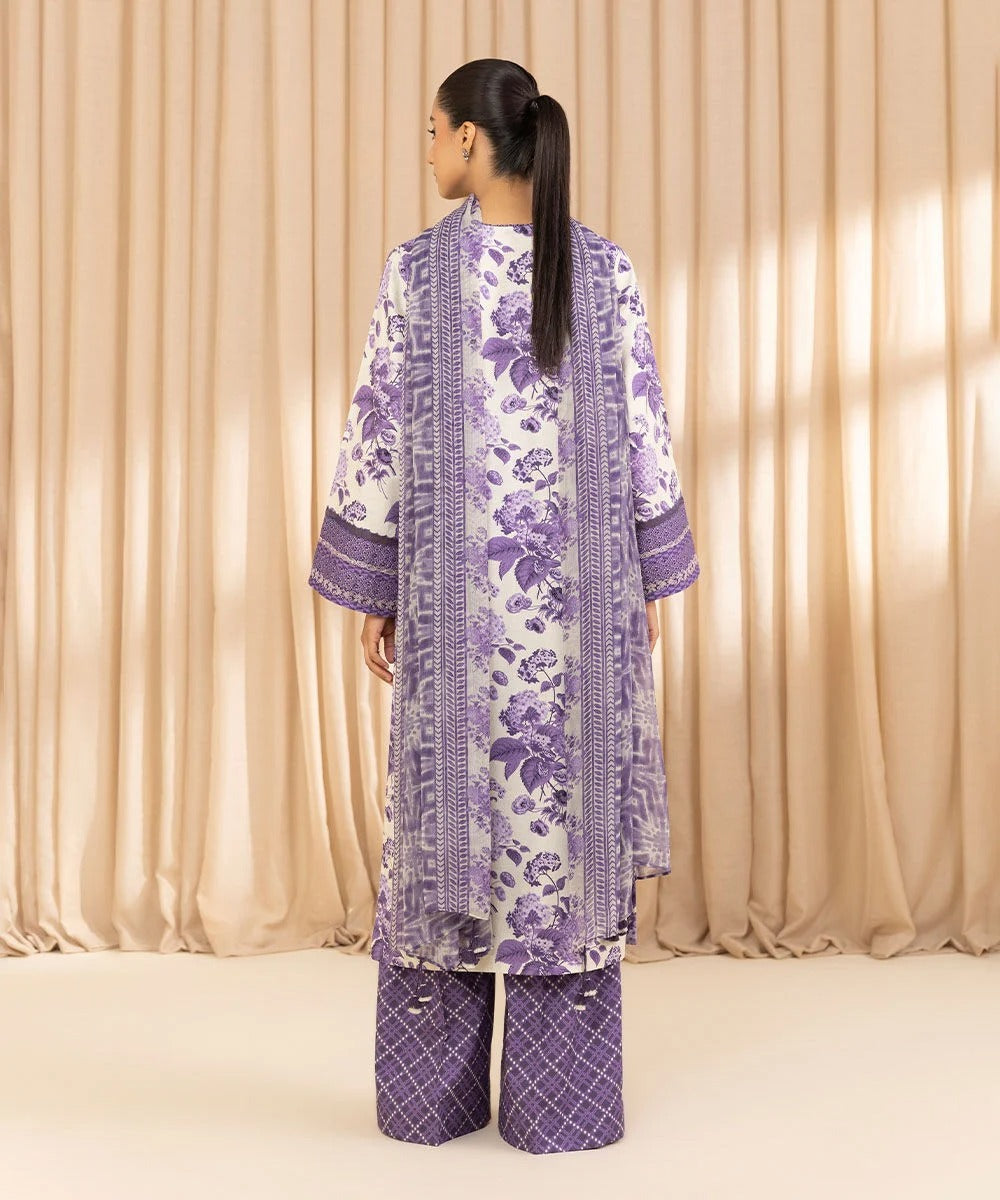 3 Piece - Embroidered Cotton Jacquard Suit