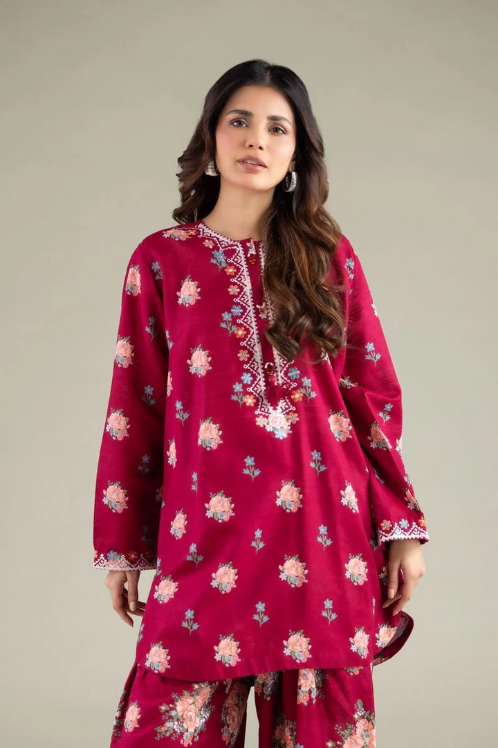 Embroidered | Textured Cotton Floral Threadwork 3 Piece