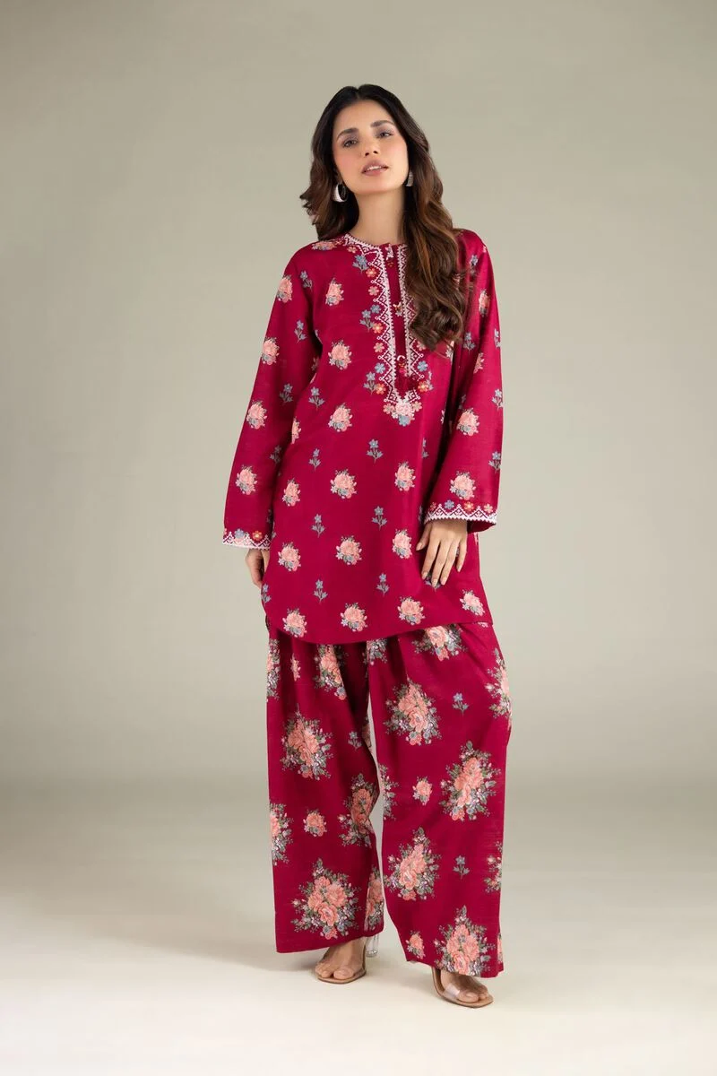 Embroidered | Textured Cotton Floral Threadwork 3 Piece