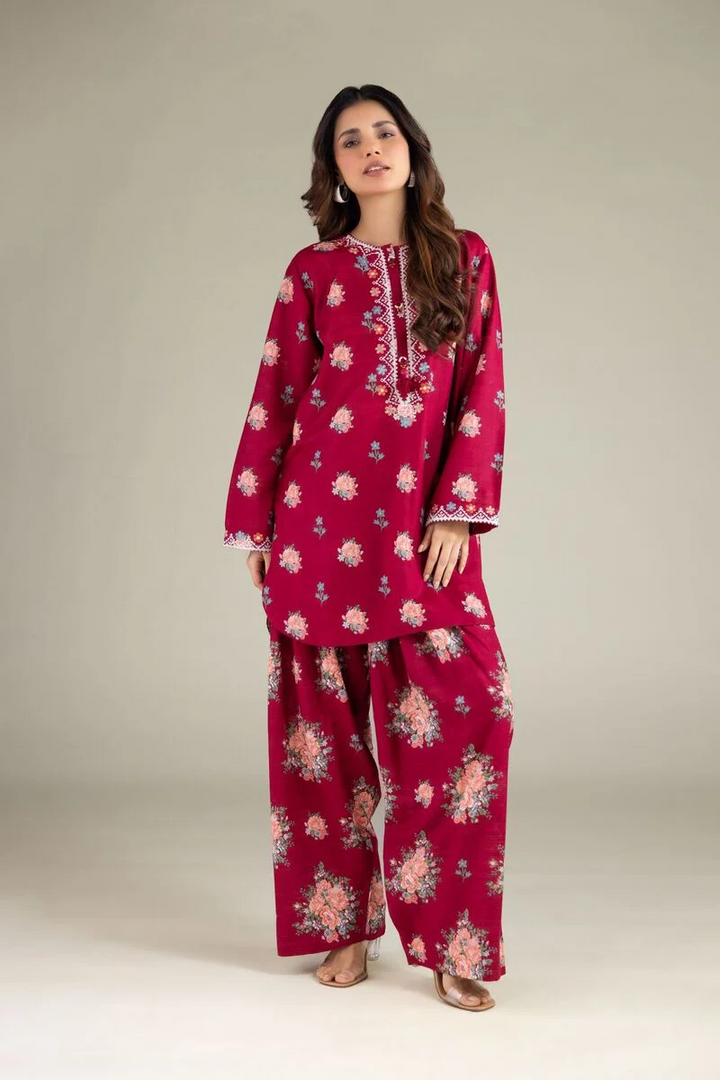 Embroidered | Textured Cotton Floral Threadwork 3 Piece
