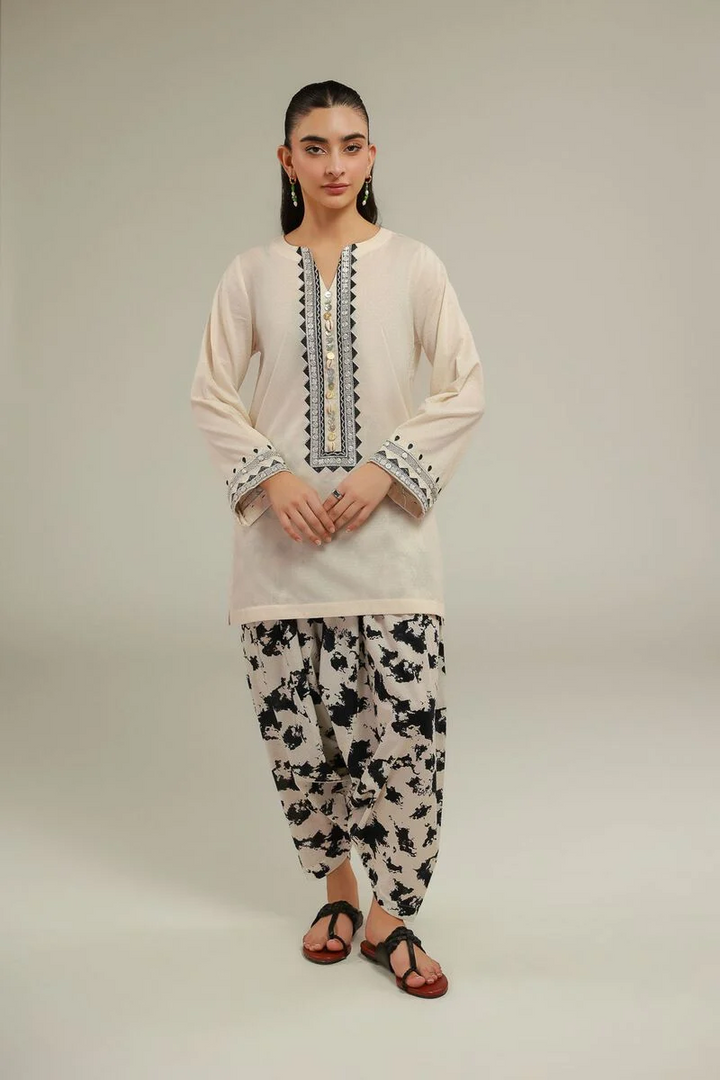 Embroidered | Cotton Dobby White Embroidered 3pc