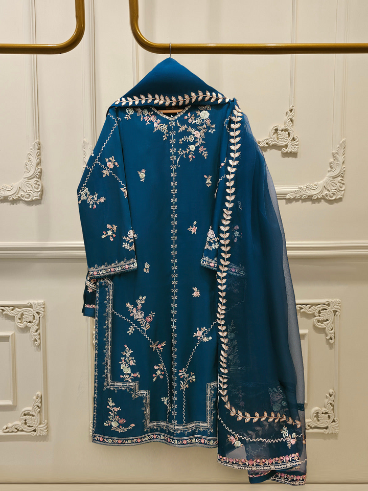 3 Piece - Pure Khaddi Silk Embroidered Suit