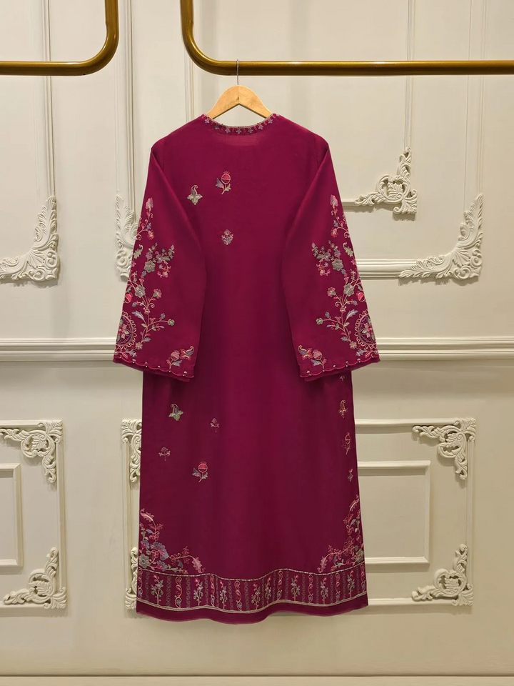3 Piece- Pure Khaddi Silk Embroidered Suit