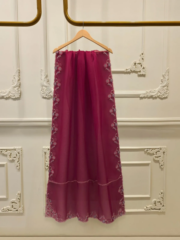 3 Piece- Pure Khaddi Silk Embroidered Suit