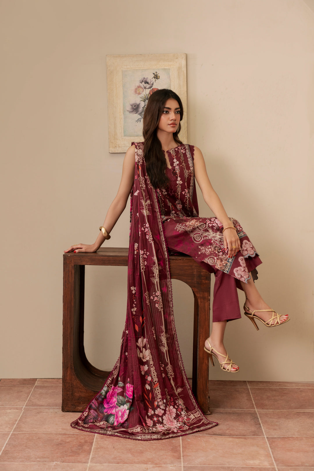 Resham Unstitched Cambric 3 Pcs Printed Suit