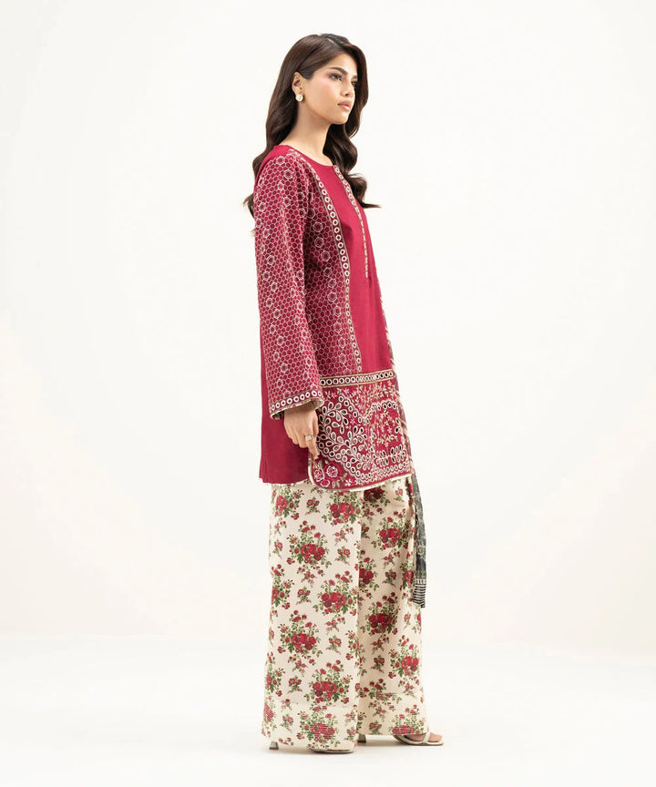 3 Piece - Embroidered Dobby Suit