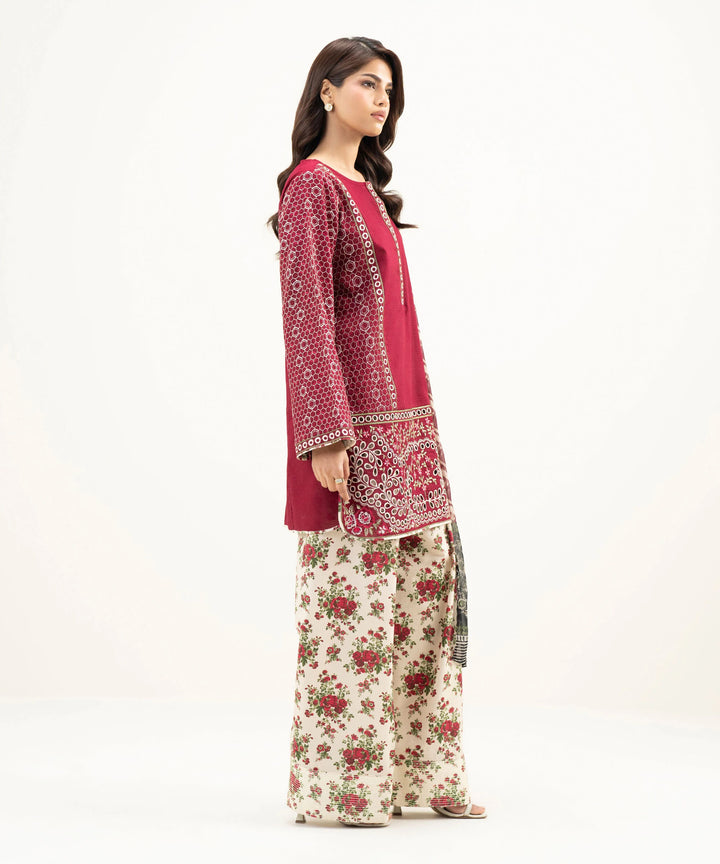 3 Piece - Embroidered Dobby Suit
