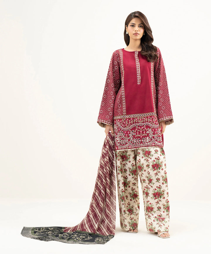 3 Piece - Embroidered Dobby Suit