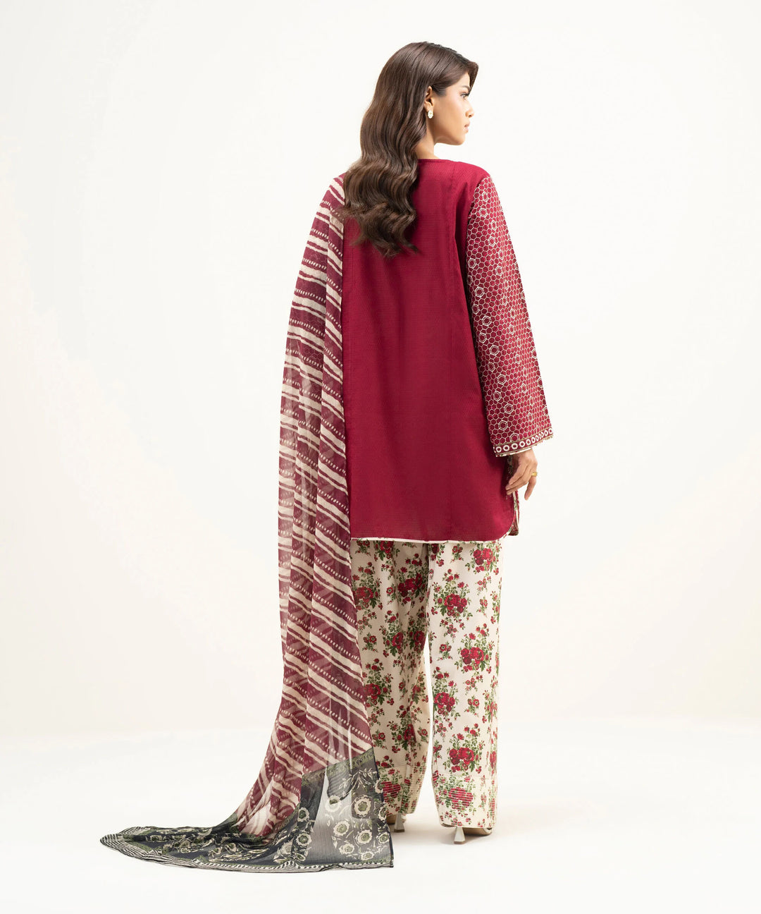 3 Piece - Embroidered Dobby Suit