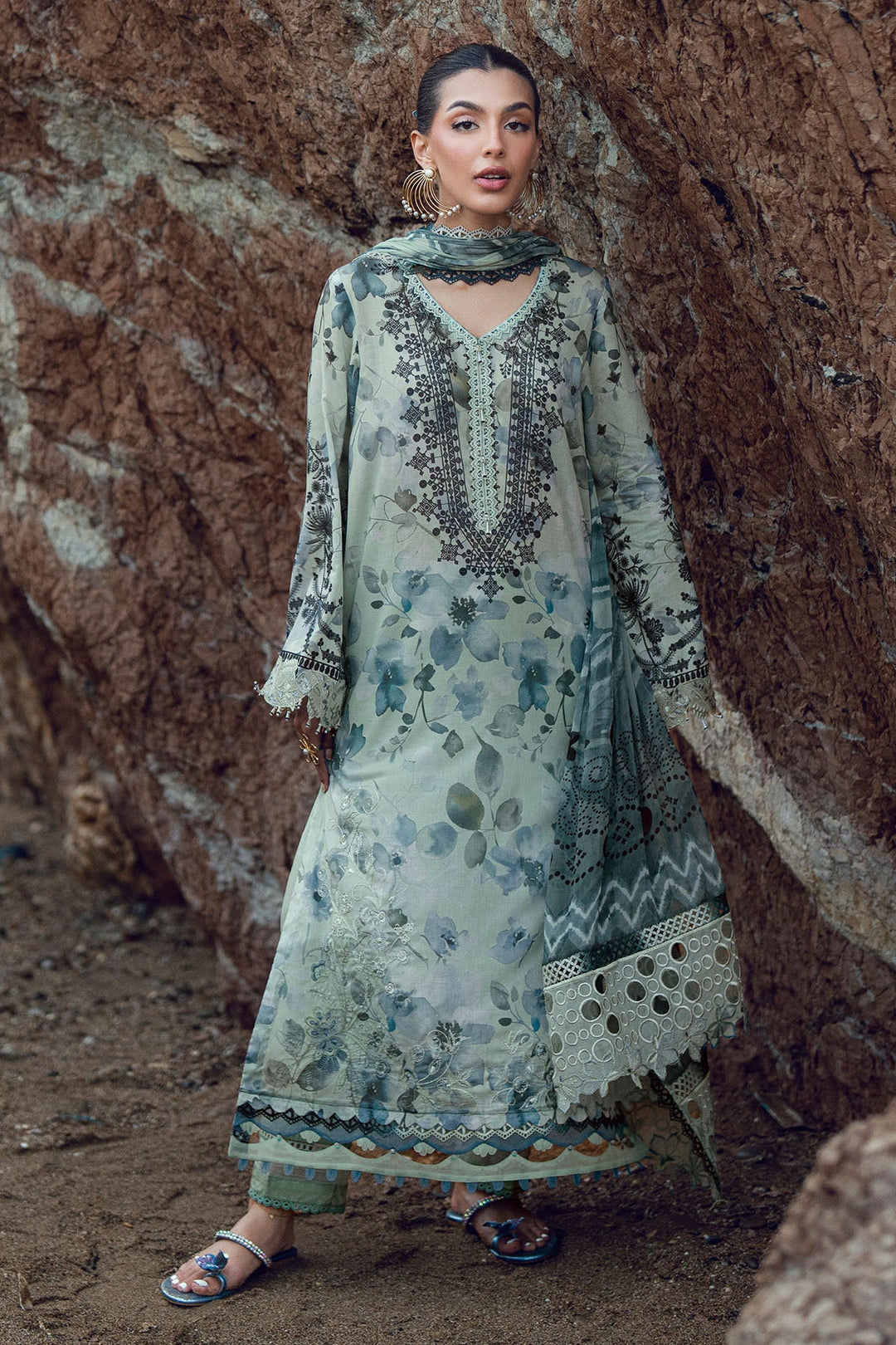 Gardenia Unstitched Embroidered Lawn